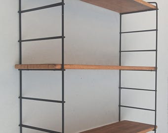 Wandregal aus Holz und Metall aus der Mitte des Jahrhunderts, 1960er Jahre