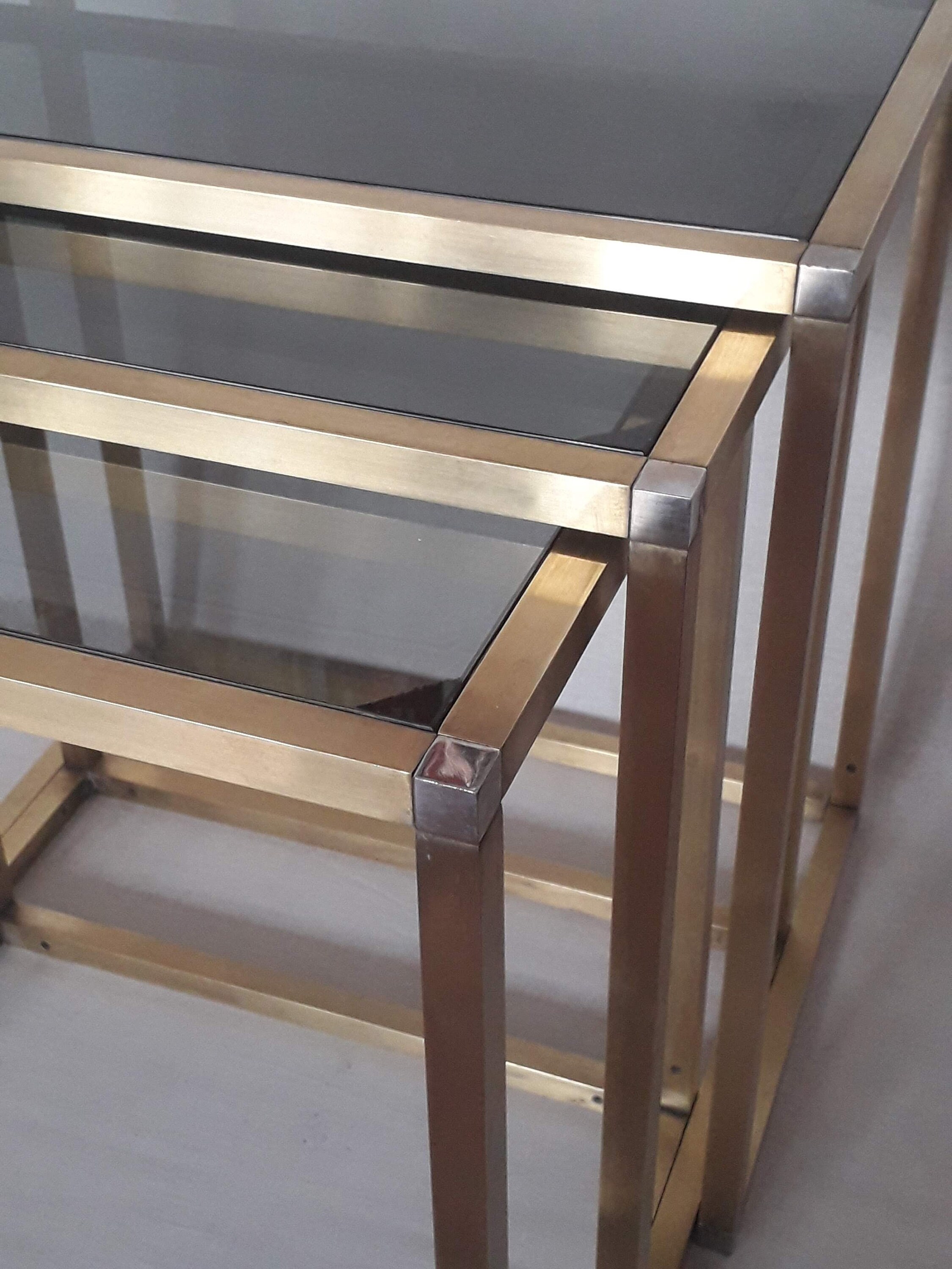 Vintage Brass Nesting Tables Mesas Nido Etsy