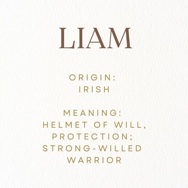 LIAM Baby Name Meaning Printable Baby Names Nursery Sign Boy Names Instant Digital Downloads