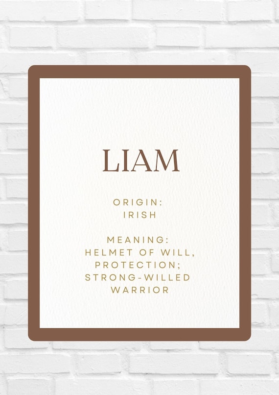 LIAM Baby Name Meaning Printable Baby Names Nursery Sign Boy Names