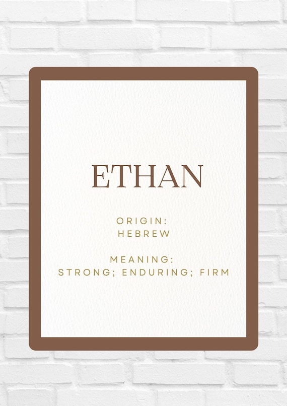 Ethan Baby Name Meaning Printable Baby Names Nursery Sign Boy