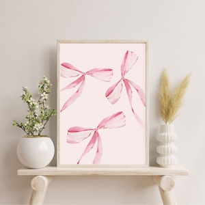 Trendy Watercolor Bows Wall Art | Chinoiserie Art | Coastal Wall Art | Grand Millenial Wall Art | Digital Download | Preppy Wall Art