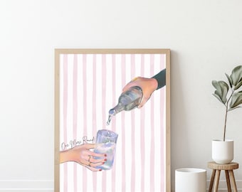 Bar Cart Decor Trendy Guest Check Wall Art one more round Drink Poster Prints striped cocktail Trendy Wall Art Prints Retro Shipped Art