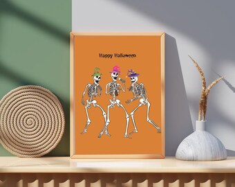 skeleton print | halloween printable wall art | halloween decor | halloween poster | halloween print | halloween printable |digital download