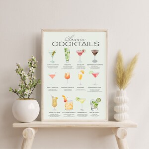 Vintage liquor poster bar cart wall art classic cocktail retro alcohol bar cart print aesthetic décor home décor printable decorations