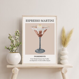 Espresso Martini Art Print bar car decor vintage liquor poster wall art classic cocktail retro alcohol print home décor printable decoration