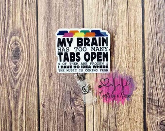 Brain Tabs Open Retractable Badge Reel