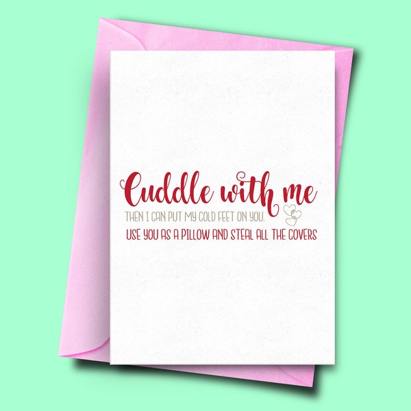 Cute Valentines Day Card Cold Feet, Card for Boyfriend, Valentines Day Card From Girlfriend, Card From Wife, Card for Him, Husband Valentine