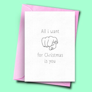 Tudo que eu quero no Natal é você, cartão de Natal engraçado, cartões de marido e mulher, cartão de Natal engraçado, dedo apontando, cartão sazonal, Feliz Natal