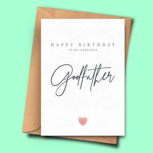 Verjaardagskaart voor Peetvader, modieuze verjaardagskaart, voor hem, Eenvoudige Kaart van de Verjaardag, Gelukkige Peetvader van de Verjaardag, Van Goddaughter, De Kaart van de Godson