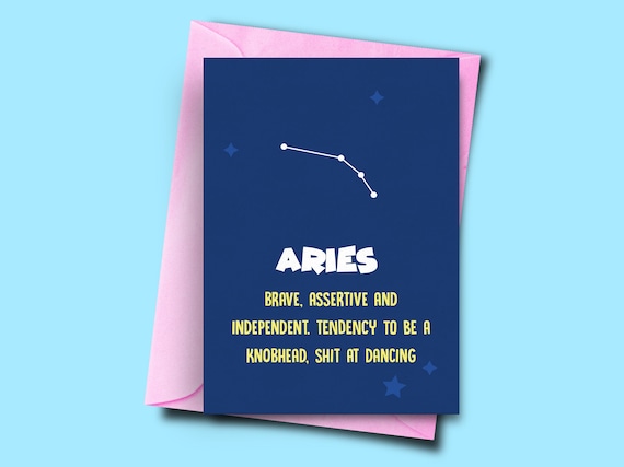 Zodiac Sign Card April Funny Birthday Card Aries Friend Etsy Ireland