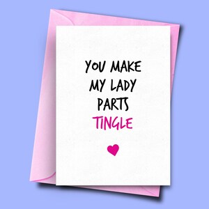 Tarjeta divertida de la esposa, tarjeta de amor divertido de la novia, tarjeta de la boda, novio, marido, esposa de San Valentín / usted hace que mis partes de la señora Tingle