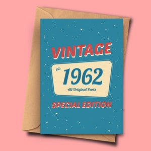 Lustige 60 Jahre alte Geburtstagskarte für 1962 Geborene, Enkelin, Freundin von Ihm für sie A5 14,8x21cm mit Umschlag