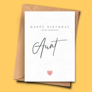 Geburtstagskarte für Tante, stilvolle Geburtstagskarte, für sie, einfache Geburtstagskarte, alles Gute zum Geburtstag Tante, Karte von Nichte, Neffe Karte