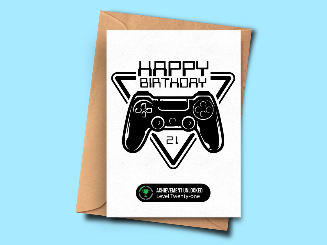 21st Birthday Card for Gamer Twenty-first Birthday Card for for