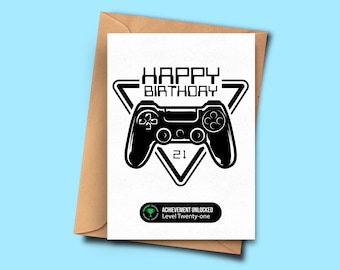 21st Birthday Card for Gamer Twenty-first Birthday Card for for