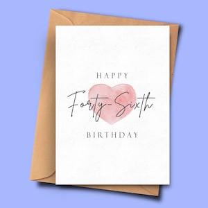 Quarante-sixième carte d’anniversaire, élégante carte d’anniversaire 46e, pour elle, pour lui, meilleur ami, petite amie, petit ami, mari, beau-père, partenaire