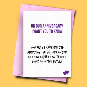 Divertente carta anniversario, mi è piaciuto infastidirti, biglietto di nozze, biglietti per l'anniversario di matrimonio, ragazza, fidanzato, marito, moglie