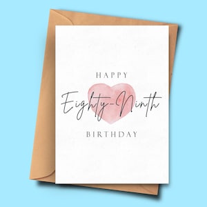 Geburtstagskarte für neunundneunzig Geburtstag, einfache 89. Geburtstagskarte, für ihn, für sie, Freund, beste Freundin, Partner, Ehemann,