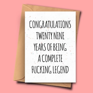 Grappige negenentwintigste Brithday Kaart, Proficiat op 29 jaar van het zijn een volledige legende, vrouw, Bestie, Beste Vriend kaart, Pun verjaardagskaart