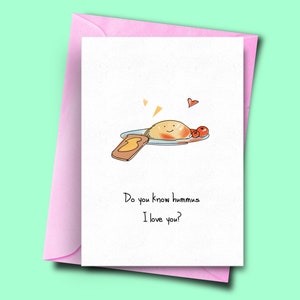 Tonto Hummus Pun tarjeta de cumpleaños para la novia, tarjeta de cumpleaños divertido para él, tarjeta de la esposa, tarjetas relacionadas pun, tarjeta de cumpleaños Foodie, vegano
