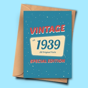 Grappige 83 jaar oude verjaardagskaart voor mensen geboren in 1939, ouder, neef van haar voor hem (A5 - 5.8x8.3inch - 14.8x21cm) met envelop