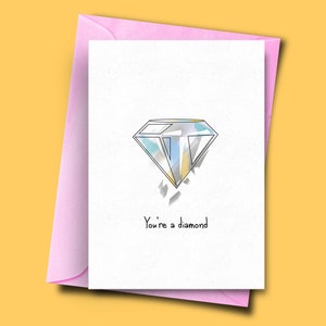 Merci carte pour lui, vous êtes un diamant, carte pour ami, carte de remerciement pour voisin, cartes drôles R-U, d’elle