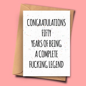 Grappige vijftigste Brithday Kaart, Gefeliciteerd met 50 jaar van een complete legende, zoon verjaardagskaart, pun card, verjaardagskaart zoon, tante