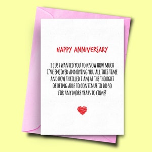 Tarjeta de aniversario, tarjeta del día de aniversario, novia, novio, marido, esposa, sólo quería que supieras cuánto te he disfrutado molestando