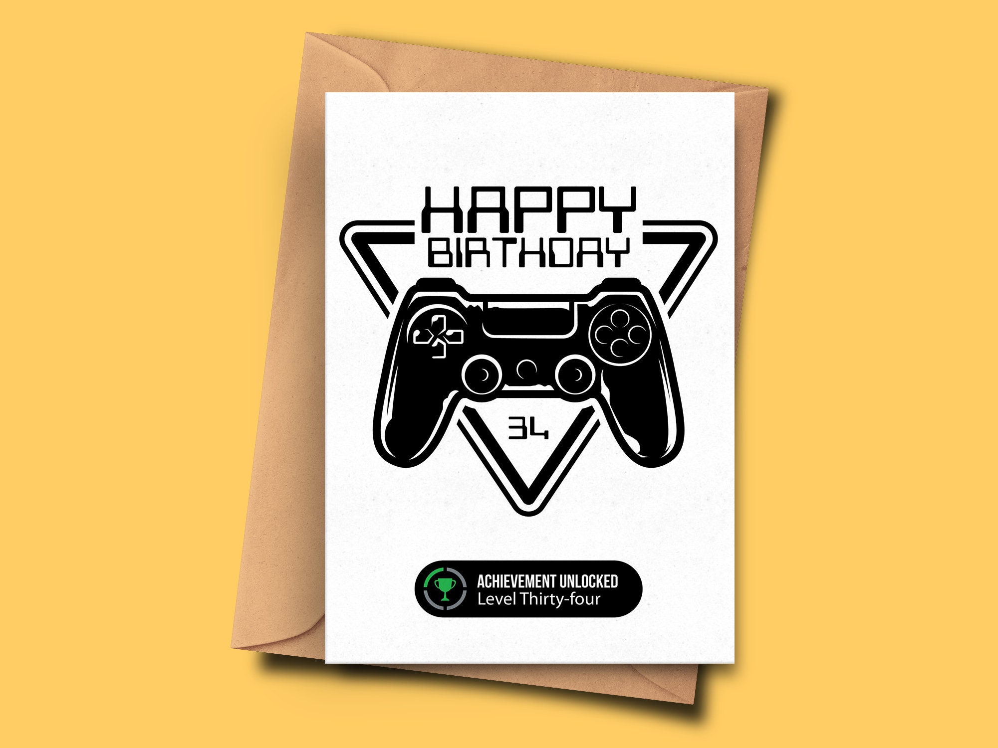 34th Birthday Card for Gamer Thirty-fourth Birthday Card for Her