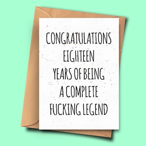 Carte d’anniversaire Foreighteen Year Old, Félicitations pour 18 ans d’être une légende complète, carte mari, carte pour petit ami