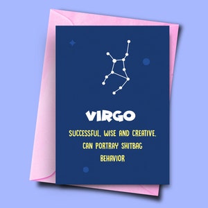 Horoskop-Karte September, Rude Star Zeichen Karte Jungfrau, Freund Geburtstagskarte, Sternzeichen Karte, lustige Geburtstagskarte, Karte für Mama, Karte August