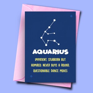 Rude Stern Zeichen Karte Februar, Sternzeichen Karte Wassermann, Freund Geburtstagskarte, lustige Geburtstagskarte, Horoskop Karte, Januar Erwachsenen-Karte