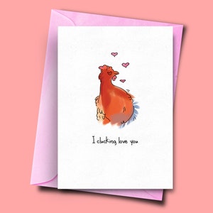 Lustige Essen Pun Karte, ich clucking Liebe Sie, Geburtstagskarte für Mann, Huhn Pun, Jahrestags-Karte für Frau, Karte für sie, Karte von ihm