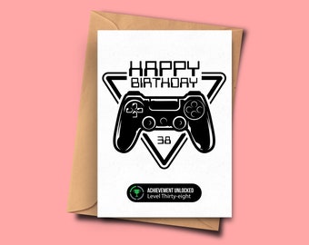 38th Birthday Card For Gamer Thirty-Eighth Birthday Card For Her For Him, Card for Gamer, best friend , Boyfriend, Girlfriend, Partner