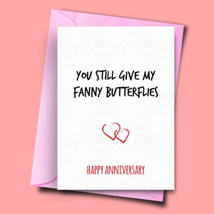 Divertente carta anniversario, dai ancora alle mie farfalle fanny, carta d'amore divertente, carte anniversario per la carta anniversario del marito fidanzato