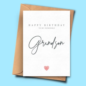Geburtstagskarte für Enkel, einfache Geburtstagskarte, für ihn, moderne Geburtstagskarte, alles Gute zum Geburtstag Enkel, Karte von Großeltern, Großmutter