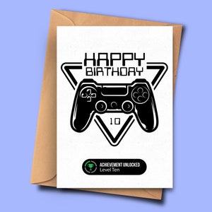 10. Geburtstagskarte für Gamer zehnten Geburtstagskarte für sie für ihn, Freundin, Partner, Videospiele Geburtstagskarte, Level up Geburtstagskarte