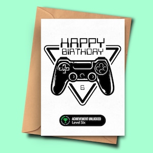 Carte de 6ème anniversaire pour gamer sixième carte d’anniversaire pour elle pour lui, meilleur ami, mari, carte d’anniversaire nerdy, petite amie, petit ami, stepmum