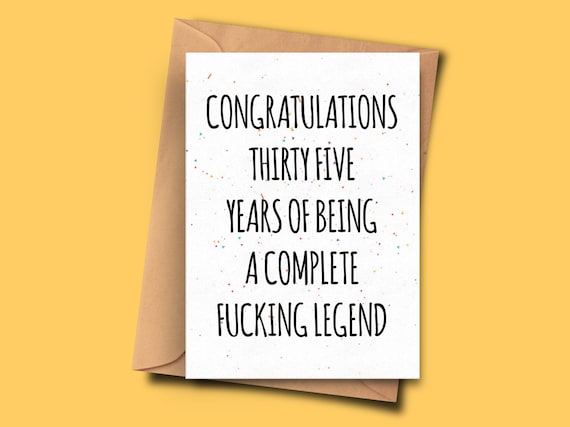 Funny Thirty-Fifth Brithday Card, Congratulations On 35 Years Of Being A  Complete Legend, Husband Card, Birthday Card Uncle