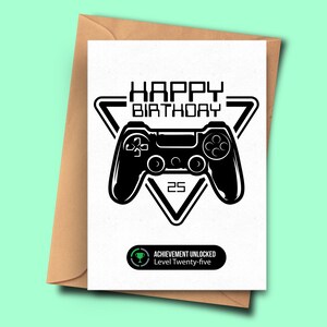 25. Geburtstagskarte für Gamer fünfundzwanzigste Geburtstagskarte für ihn für sie, Videospiele Geburtstagskarte, beste Freundin