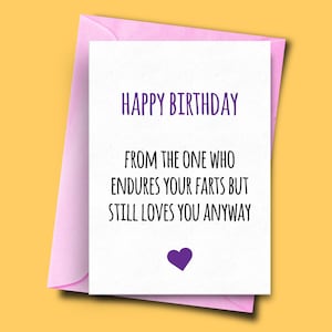 Carte d’anniversaire drôle pour la femme de mari, carte de plaisanterie de fart drôle, carte d’anniversaire pour amie, plaisanteries immatures, carte d’anniversaire pour elle, plaisanteries