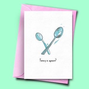 Hai voglia di un cucchiaio? Biglietto di anniversario per il fidanzato, biglietto di San Valentino per la ragazza, biglietto da cucchiaio per lei, biglietto del cucchiaio carino da lui, moglie uomo