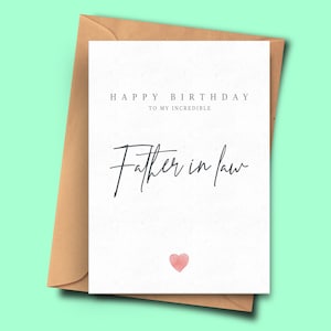 Carte d’anniversaire pour le beau-père, carte d’anniversaire moderne, pour lui, carte d’anniversaire élégante, joyeux anniversaire beau-père, de belle-fille
