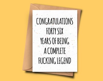 Funny 46Th Birthday Card, Congratulations On 46 Years Of Being A Complete Legend, Uncle, Birthday Card Dad, Nephew, Husband