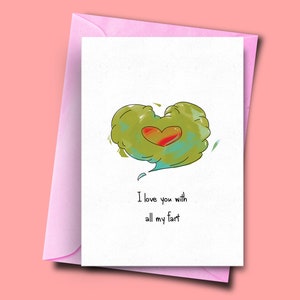 Divertente carta anniversario per moglie, giochi di parole infantili, ti amo con tutta la mia scorezza, carta dal marito, gioco di parole cattivo vento, carta da lui, carte per coppie