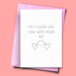 Divertida tarjeta de aniversario para él, vamos a abrazarnos con tu Willy dentro de mí, su cumpleaños, tarjeta de San Valentín de la esposa, tarjeta de novia para él