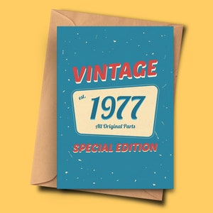 Lustige 45 Jahre alte Geburtstagskarte für 1977 Geborene, Verlobte, Opa von ihr für Ihn (A5 - 14,8x21cm) mit Umschlag