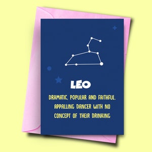 Horoskop-Karte August, Rude Star Zeichen Karte Leo, Freund Geburtstagskarte, Sternzeichen Karte, lustige Geburtstagskarte für sie, Freundin Geburtstag