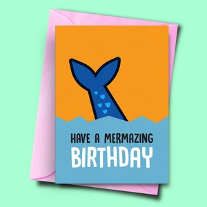 Avoir un anniversaire Mermazing, Carte pour Bestie, Carte pour amie, Carte d’anniversaire sirène, carte de jeu drôle, carte drôle de femme